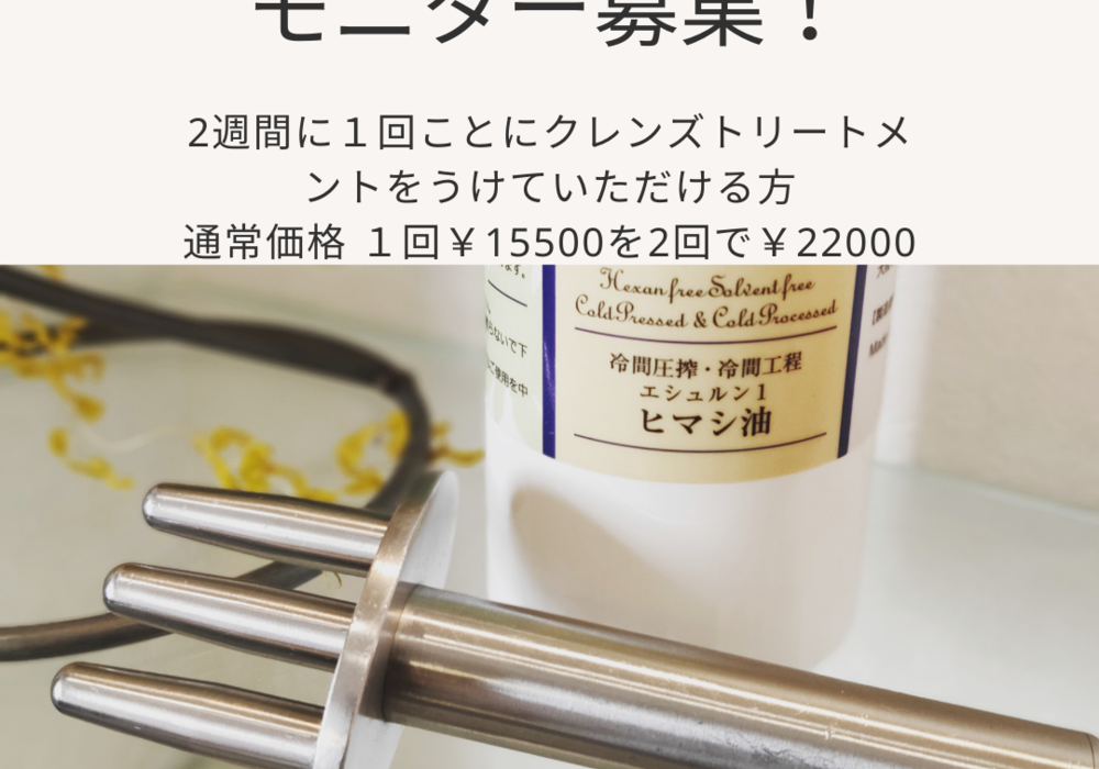 2週間に１回ことにクレンズトリートメントをうけていただける方 通常価格 １回￥15500を2回で￥22000