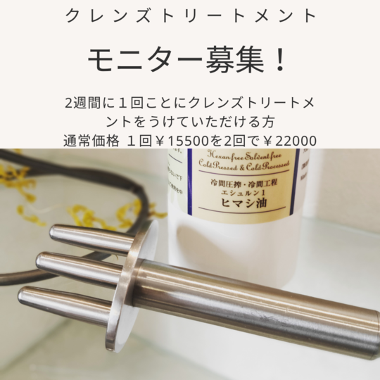 2週間に１回ことにクレンズトリートメントをうけていただける方 通常価格 １回￥15500を2回で￥22000